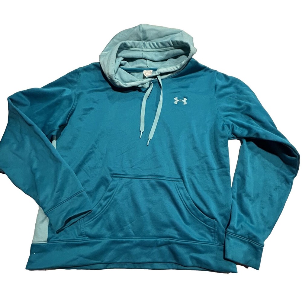 Under Armour Size Medium UA Hoodie Teal Pullover Kangaroo‎ Pocket A29